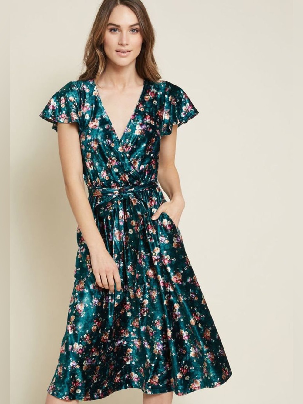 ModCloth Timeless Embrace Velvet Midi Dress